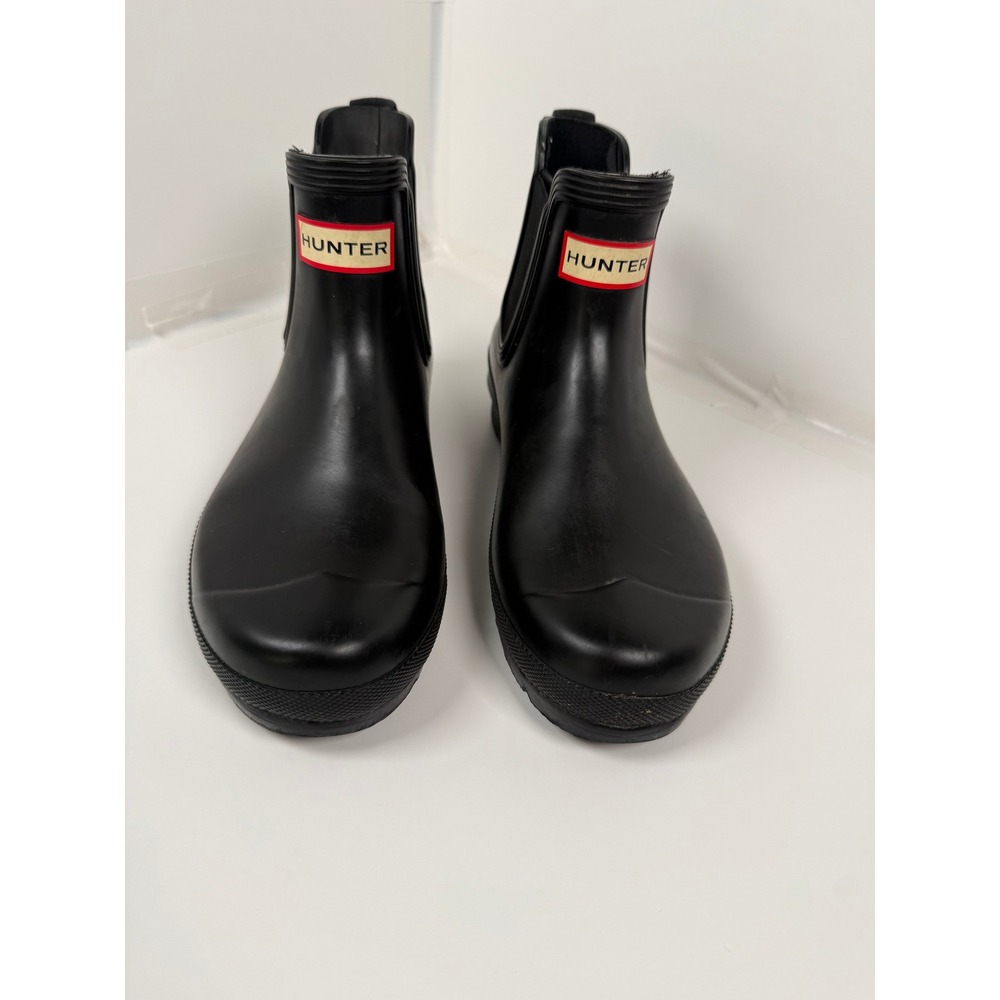 Hunter Rain Boots Womens 8 Black Original Chelsea Waterproof Matte WFS2078RMA